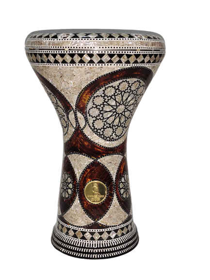 Gawharet El Fan Sombaty 18.5/19 inch Drum Darbuka Doumbek Tabla mother of pearl (Brown Sun 19")