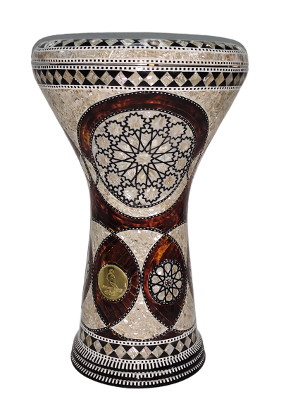 Gawharet El Fan Sombaty 18.5/19 inch Drum Darbuka Doumbek Tabla mother of pearl (Brown Sun 19")