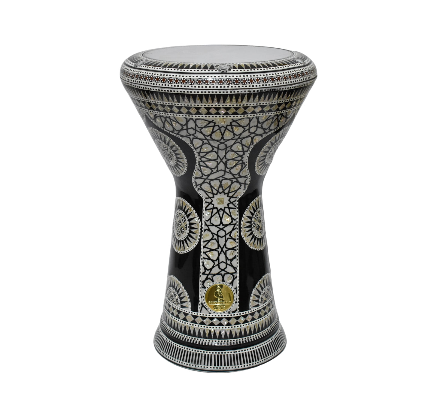 Gawharet El Fan Sombaty 18.5/19 inch Drum Darbuka Doumbek Tabla mother of pearl (Black Sun 19")
