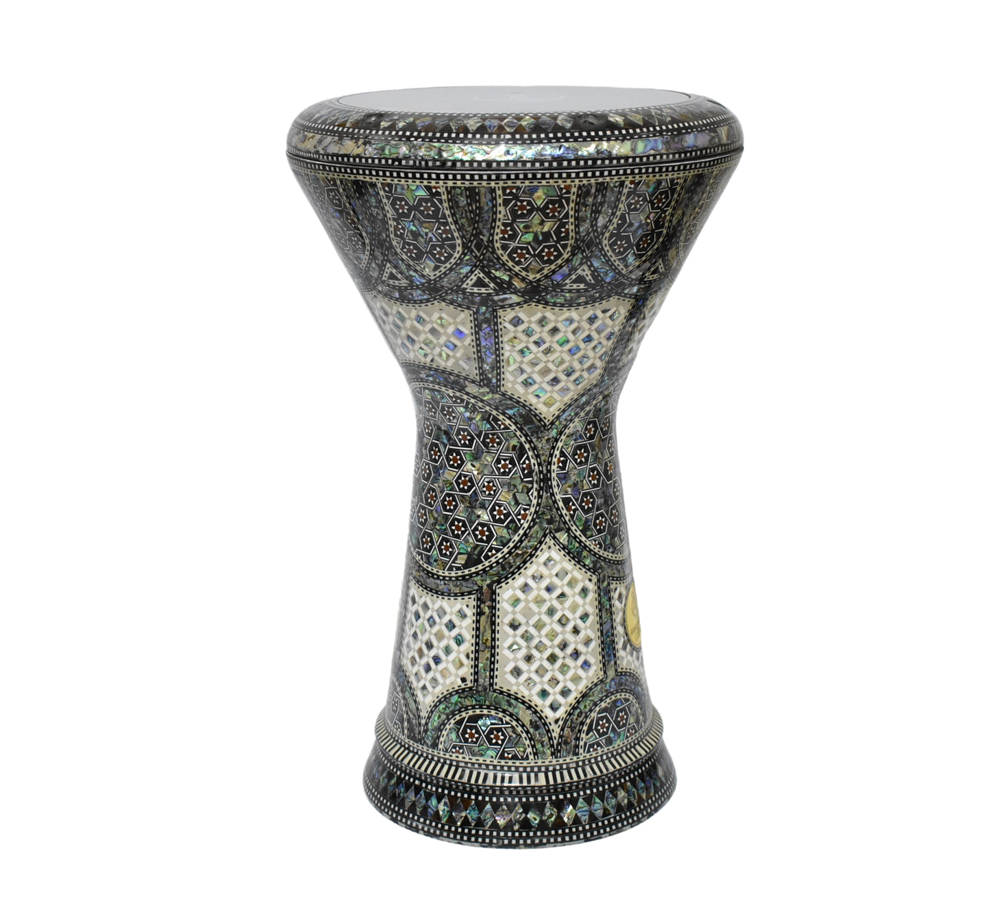 Gawharet El Fan Sombaty 18.5/19 inch Drum Darbuka Doumbek Tabla Blue mother of pearl (White Shield)