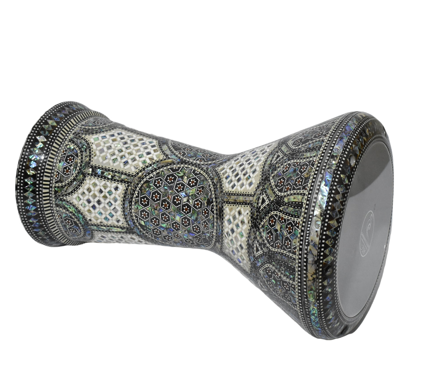 Gawharet El Fan Sombaty 18.5/19 inch Drum Darbuka Doumbek Tabla Blue mother of pearl (White Shield)