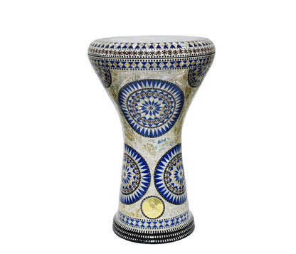 Gawharet El Fan Classic 17/17.5 inch Drum Darbuka Doumbek Tabla Mother of Pearl (Blue Nile)