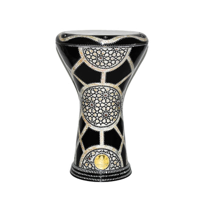 Gawharet El Fan Classic 17/17.5 inch Drum Darbuka Doumbek Tabla Mother of Pearl (Black Galaxy)