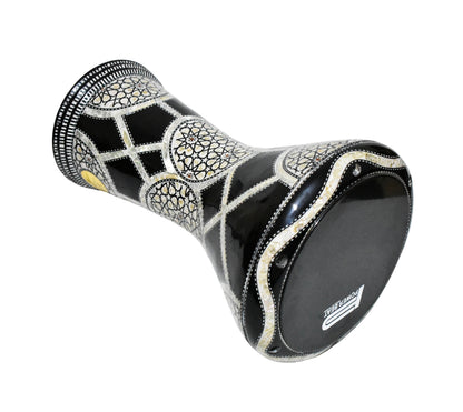 Gawharet El Fan Classic 17/17.5 inch Drum Darbuka Doumbek Tabla Mother of Pearl (Black Galaxy)