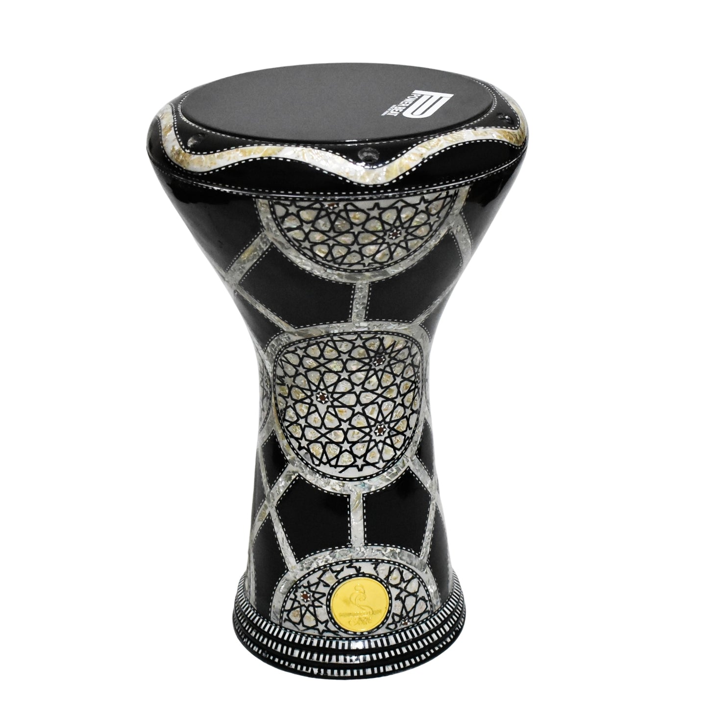 Gawharet El Fan Classic 17/17.5 inch Drum Darbuka Doumbek Tabla Mother of Pearl (Black Galaxy)