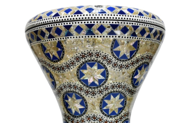 Gawharet El Fan Classic 17/17.5 inch Drum Darbuka Doumbek Tabla Mother of Pearl (Blue Stars)