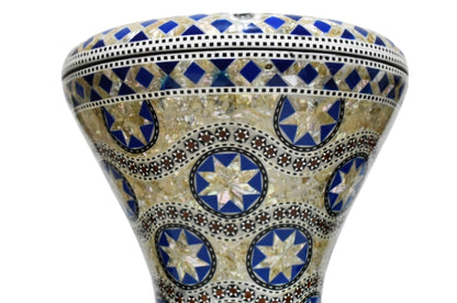 Gawharet El Fan Classic 17/17.5 inch Drum Darbuka Doumbek Tabla Mother of Pearl (Blue Stars)