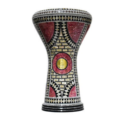 Gawharet El Fan Classic 17/17.5 inch Drum Darbuka Doumbek Tabla Mother of Pearl (Red Castle)