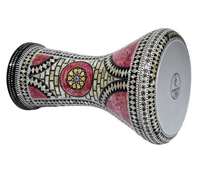 Gawharet El Fan Classic 17/17.5 inch Drum Darbuka Doumbek Tabla Mother of Pearl (Red Castle)