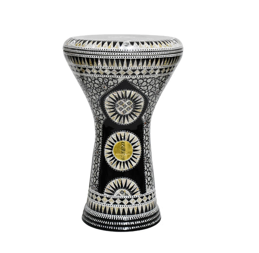 Gawharet El Fan Classic 17/17.5 inch Drum Darbuka Doumbek Tabla Mother of Pearl (Black Sun)