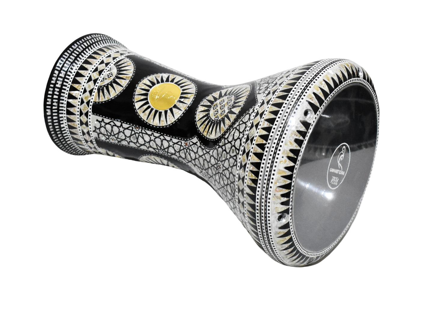 Gawharet El Fan Classic 17/17.5 inch Drum Darbuka Doumbek Tabla Mother of Pearl (Black Sun)