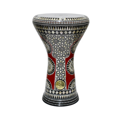 Gawharet El Fan Classic 17/17.5 inch Drum Darbuka Doumbek Tabla Mother of Pearl (Red Spider)