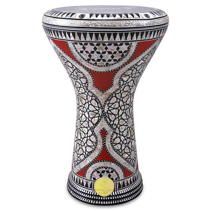 Gawharet El Fan Classic 17/17.5 inch Drum Darbuka Doumbek Tabla Mother of Pearl (Red Gate)