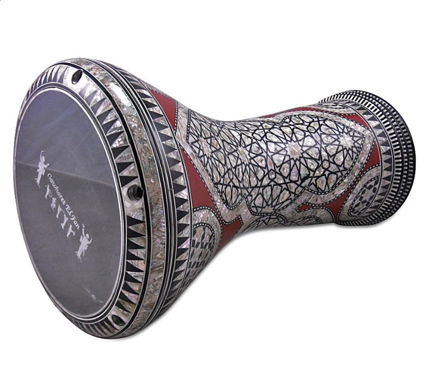 Gawharet El Fan Classic 17/17.5 inch Drum Darbuka Doumbek Tabla Mother of Pearl (Red Gate)