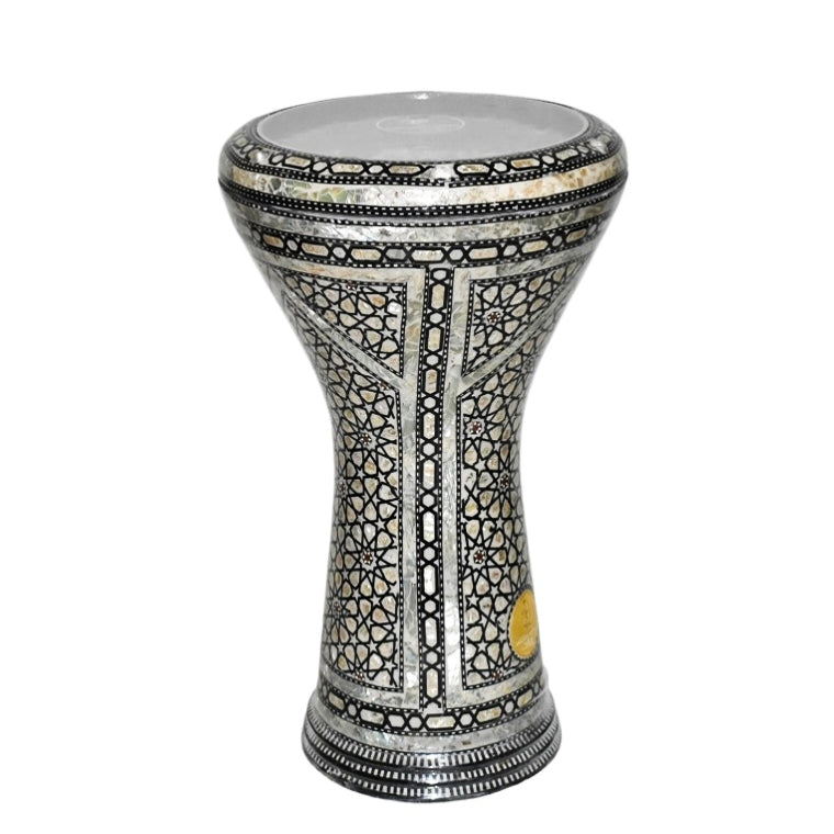 (Black Draco) Gawharet El Fan Classic 17 inch Mother of Pearl Egyptian Darbuka Drum Doumbek