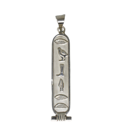 Customize Personalized Cartouche Necklace Available Sterling Silver 1-Sided Solid Pendant Translate into ancient Egyptian Hieroglyphs Handmade in Egypt