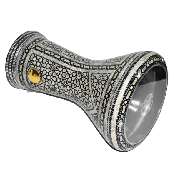 (Black Draco) Gawharet El Fan Classic 17 inch Mother of Pearl Egyptian Darbuka Drum Doumbek