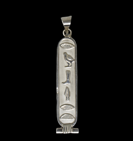 Customize Personalized Cartouche Necklace Available Sterling Silver 1-Sided Solid Pendant Translate into ancient Egyptian Hieroglyphs Handmade in Egypt