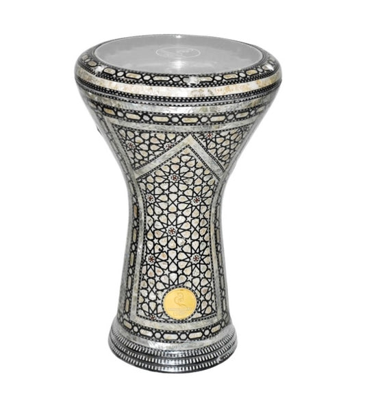 (Black Draco) Gawharet El Fan Classic 17 inch Mother of Pearl Egyptian Darbuka Drum Doumbek