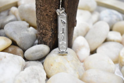 Customize Personalized Cartouche Necklace Available Oxidized Sterling Silver 1-Sided Solid Pendant Translate into ancient Egyptian Hieroglyphs Handmade in Egypt