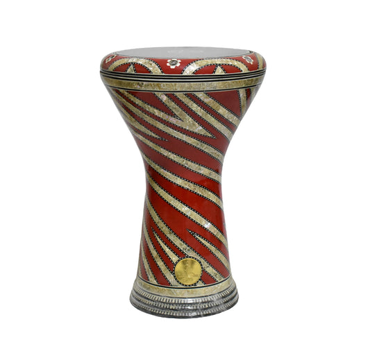 Gawharet El Fan Classic 17/17.5 inch Drum Darbuka Doumbek Tabla Mother of Pearl (Red Tornado)