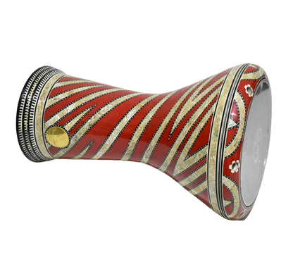 Gawharet El Fan Classic 17/17.5 inch Drum Darbuka Doumbek Tabla Mother of Pearl (Red Tornado)