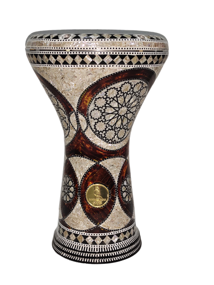 Gawharet El Fan Sombaty 18.5/19 inch Drum Darbuka Doumbek Tabla  mother of pearl (Brown Sun 19")