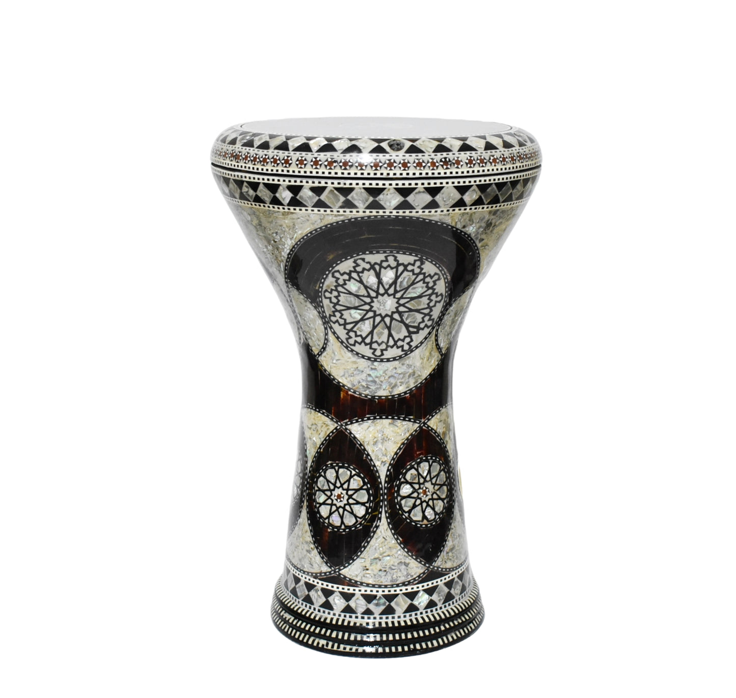 Gawharet El Fan Classic 17/17.5 inch Drum Darbuka Doumbek Tabla Mother of Pearl (Brown Sun)