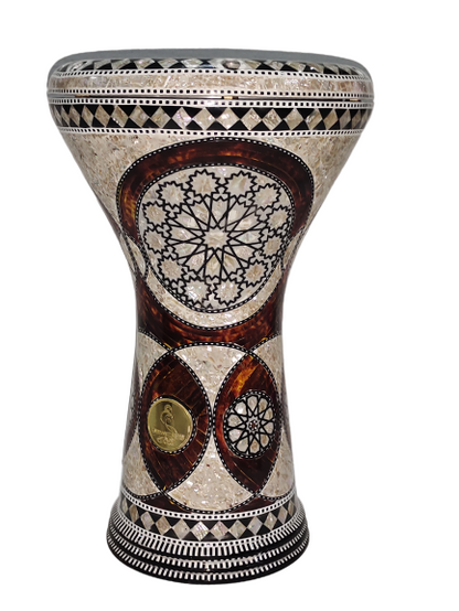 Gawharet El Fan Sombaty 18.5/19 inch Drum Darbuka Doumbek Tabla  mother of pearl (Brown Sun 19")