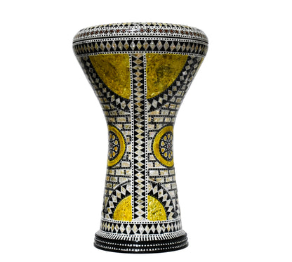 Gawharet El Fan Classic 17/17.5 inch Drum Darbuka Doumbek Tabla Mother of Pearl (Yellow Castle)