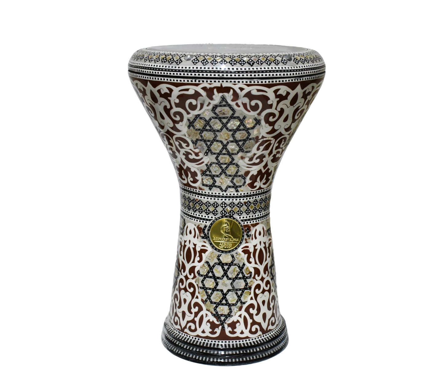 Gawharet El Fan Classic 17/17.5 inch Drum Darbuka Doumbek Tabla Mother of Pearl (Brown Silhouette)