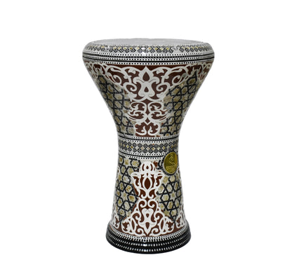 Gawharet El Fan Classic 17/17.5 inch Drum Darbuka Doumbek Tabla Mother of Pearl (Brown Silhouette)