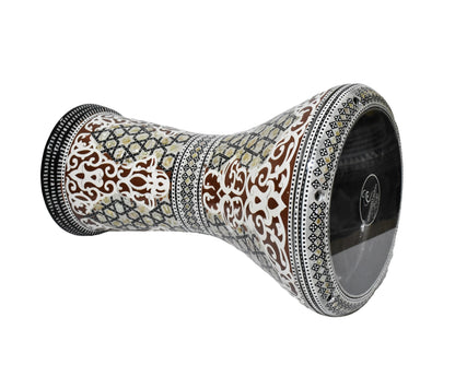 Gawharet El Fan Classic 17/17.5 inch Drum Darbuka Doumbek Tabla Mother of Pearl (Brown Silhouette)