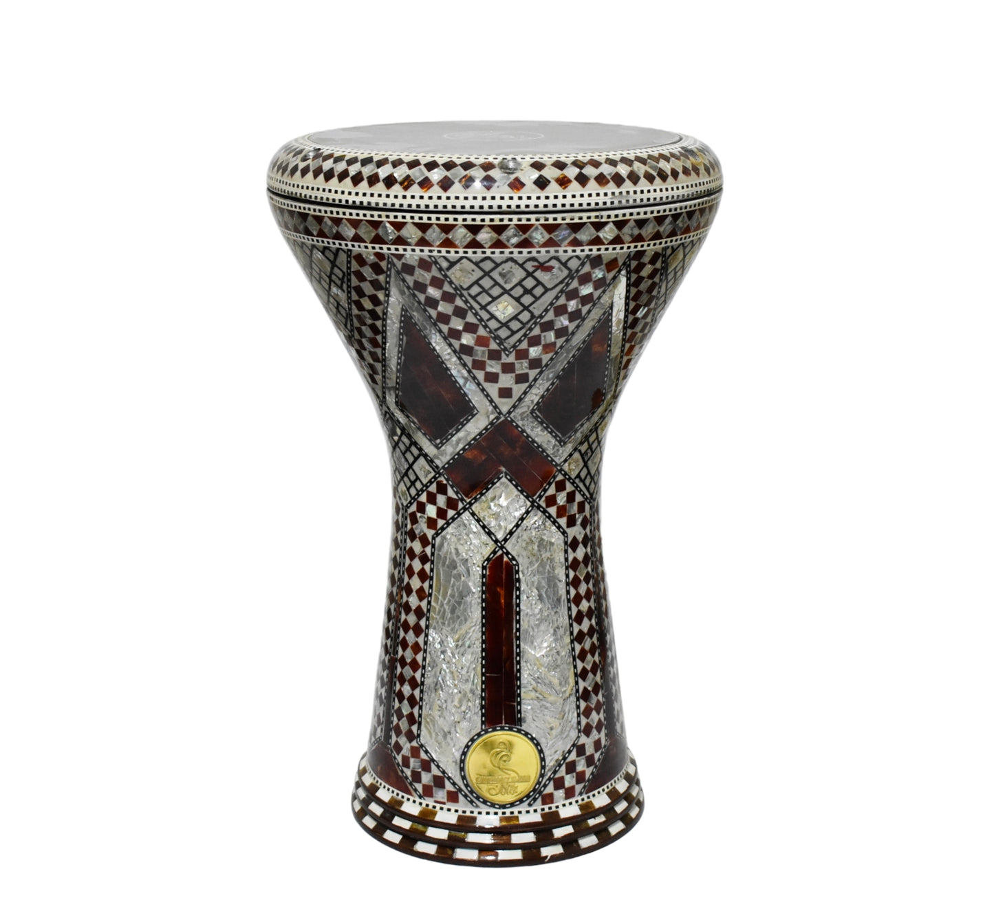 Gawharet El Fan Classic 17/17.5 inch Drum Darbuka Doumbek Tabla Mother of Pearl (Brown Obelisk)