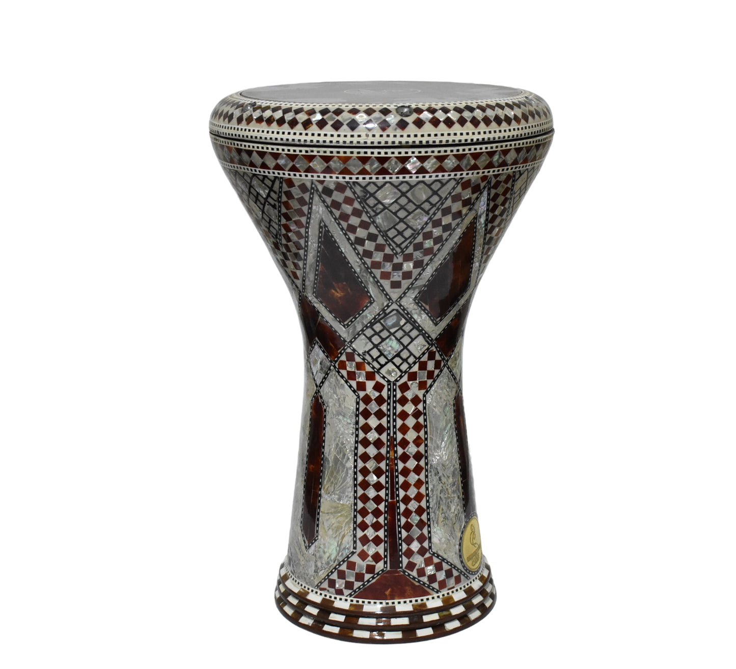 Gawharet El Fan Classic 17/17.5 inch Drum Darbuka Doumbek Tabla Mother of Pearl (Brown Obelisk)