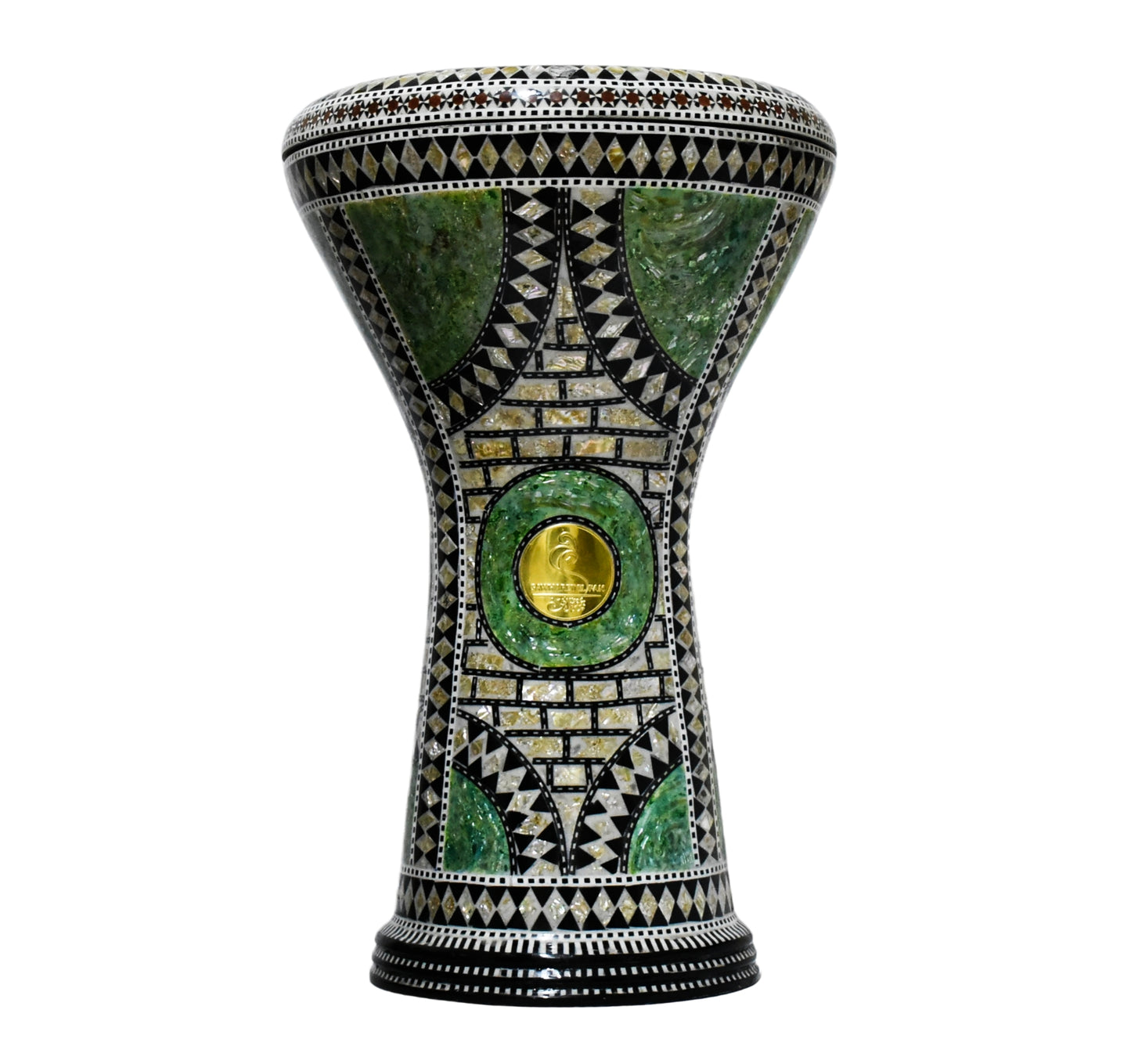 Gawharet El Fan Classic 17/17.5 inch Drum Darbuka Doumbek Tabla Mother of Pearl (Green Castle)