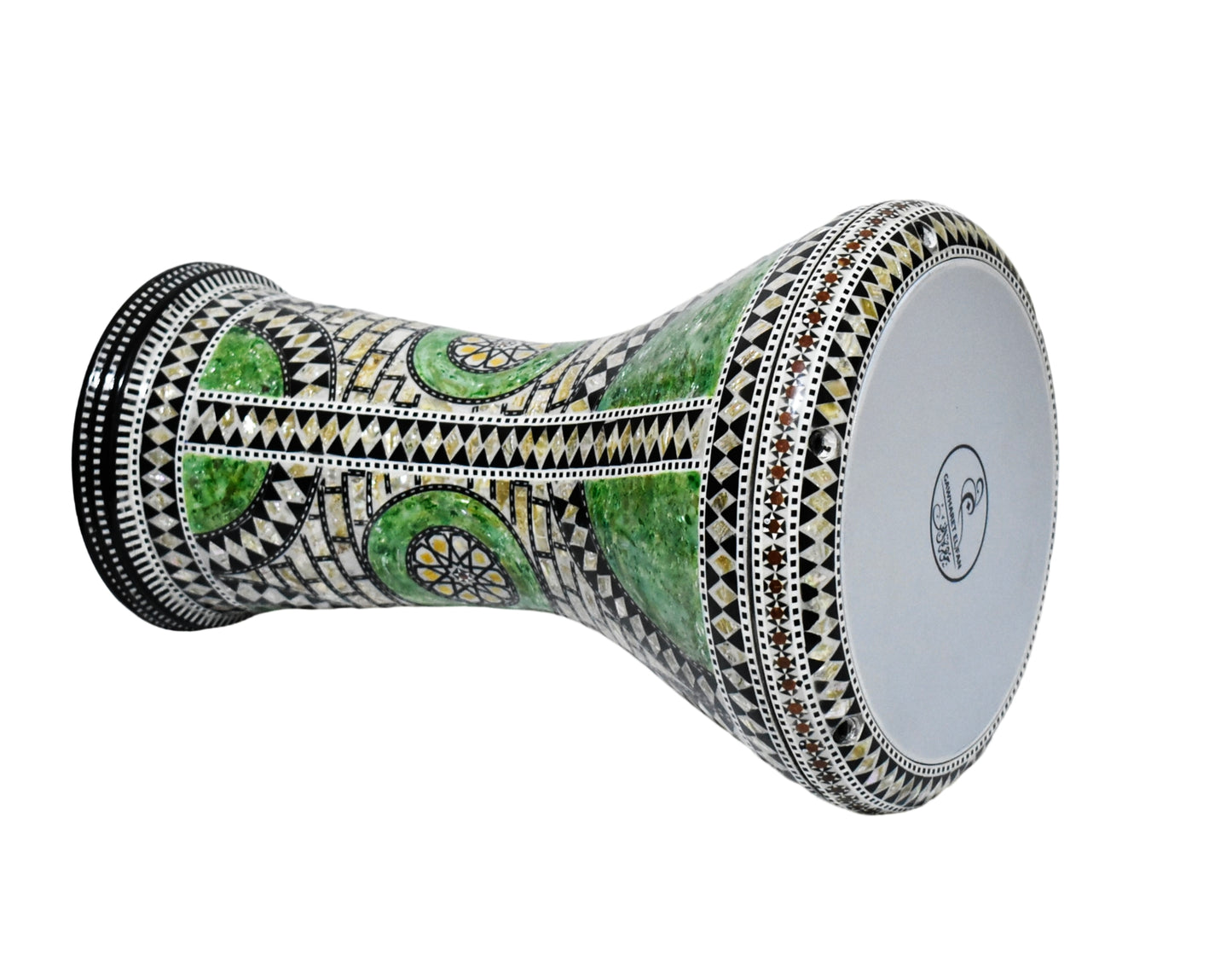 Gawharet El Fan Classic 17/17.5 inch Drum Darbuka Doumbek Tabla Mother of Pearl (Green Castle)