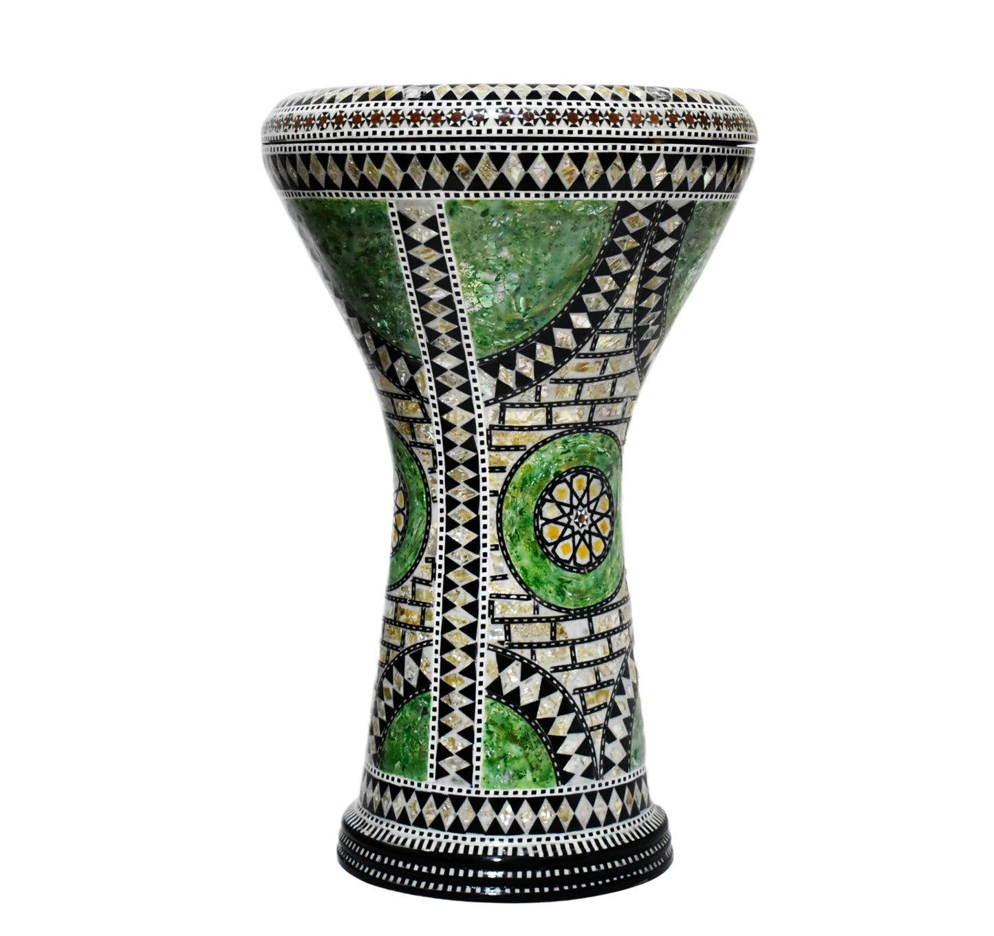 Gawharet El Fan Classic 17/17.5 inch Drum Darbuka Doumbek Tabla Mother of Pearl (Green Castle)