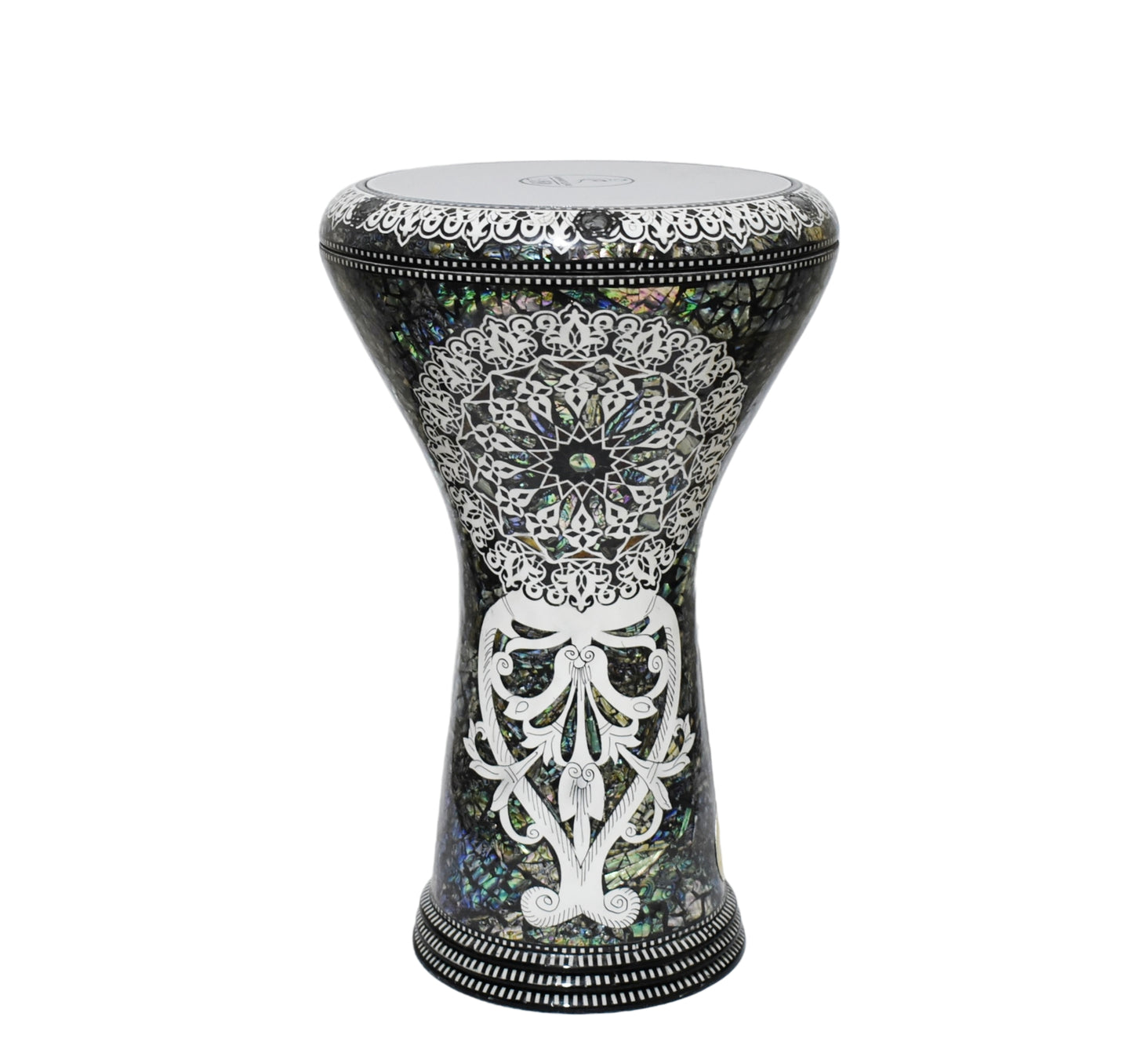 Gawharet El Fan Classic 17/17.5 inch Drum Darbuka Doumbek Tabla Blue Mother of Pearl (Desert Rose)