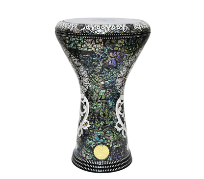 Gawharet El Fan Classic 17/17.5 inch Drum Darbuka Doumbek Tabla Blue Mother of Pearl (Desert Rose)