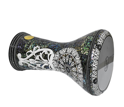 Gawharet El Fan Classic 17/17.5 inch Drum Darbuka Doumbek Tabla Blue Mother of Pearl (Desert Rose)