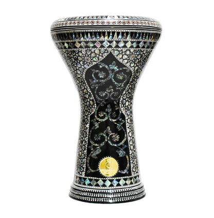 Gawharet El Fan Classic 17/17.5 inch Drum Darbuka Doumbek Tabla Blue Mother of Pearl (Magic Flowers)