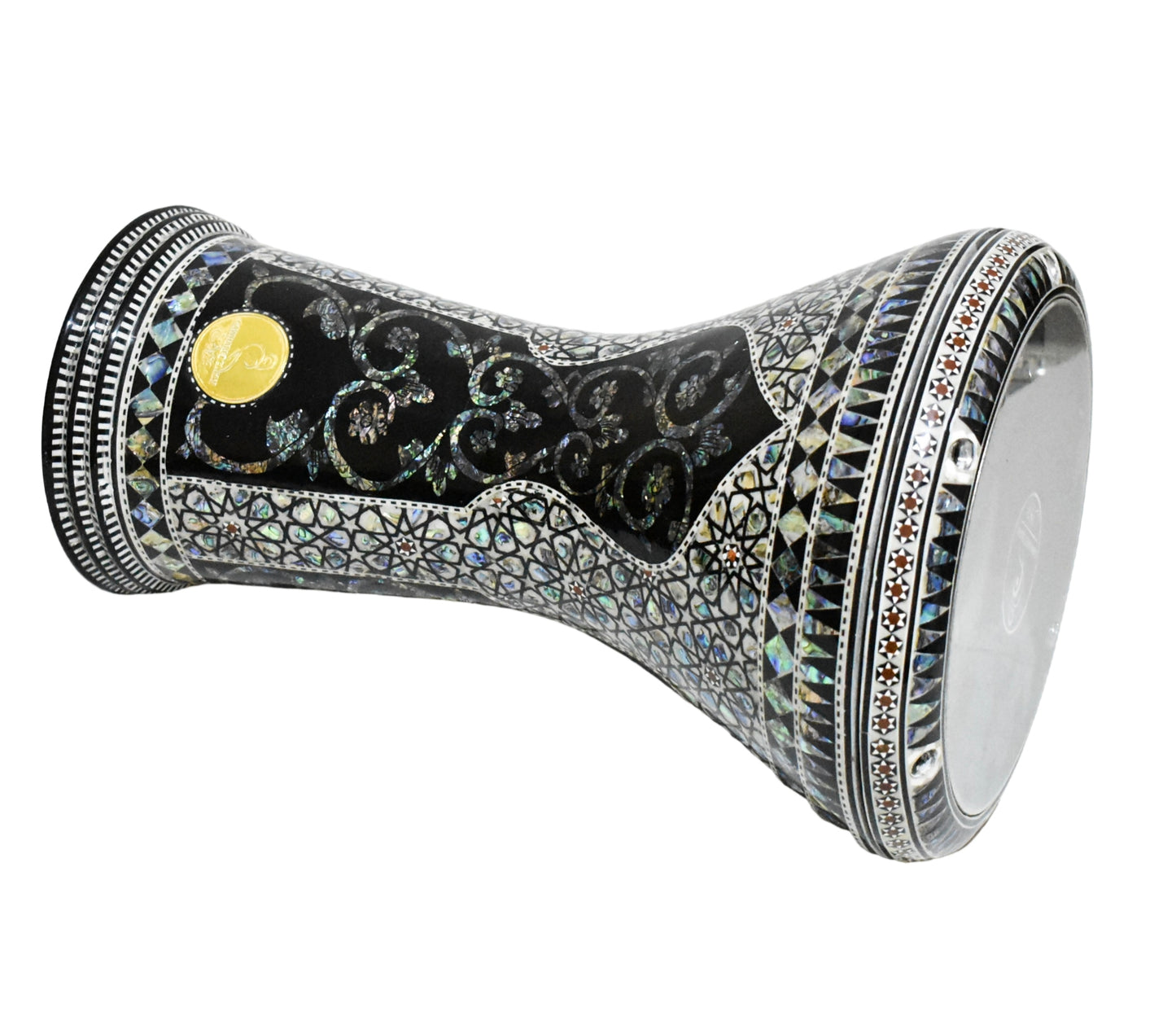 Gawharet El Fan Classic 17/17.5 inch Drum Darbuka Doumbek Tabla Blue Mother of Pearl (Magic Flowers)