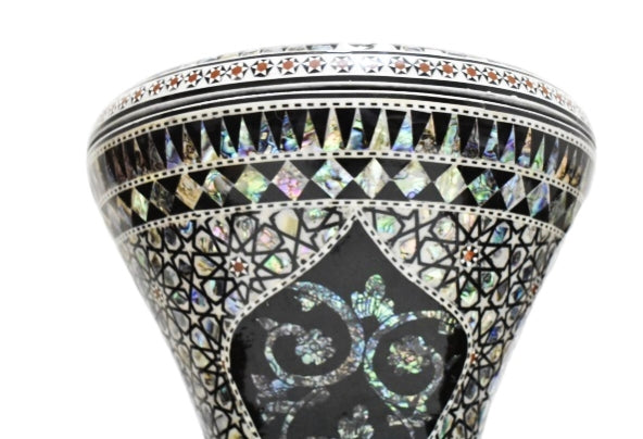 Gawharet El Fan Classic 17/17.5 inch Drum Darbuka Doumbek Tabla Blue Mother of Pearl (Magic Flowers)