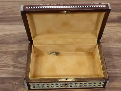 Wood Jewelry Box Inlaid mother of Pearl Egyptian Handmade (8" X 5.2" x 2.4" inch)