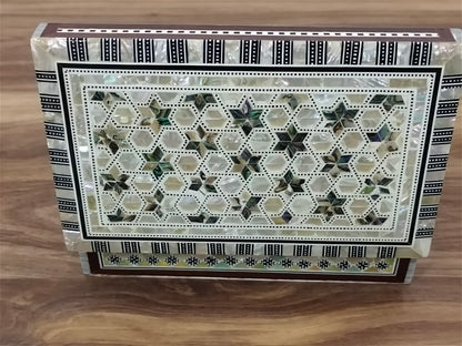 Wood Jewelry Box Inlaid mother of Pearl Egyptian Handmade (8" X 5.2" x 2.4" inch)