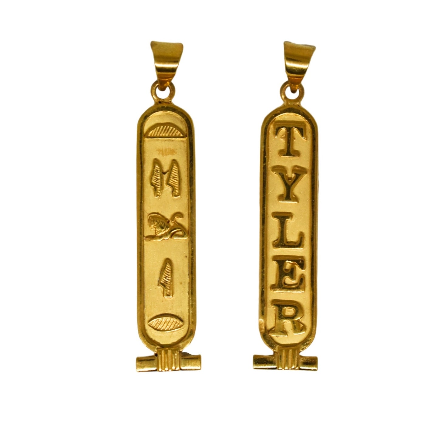 Customize Personalized Cartouche Double side ( 2 Sided ) 14K gold Pendant Translate into ancient Egyptian Hieroglyphs Handmade in Egypt