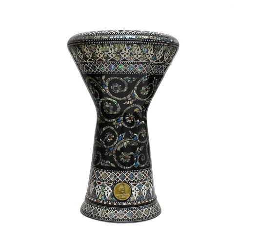 Gawharet El Fan Sombaty 18.5/19 inch Drum Darbuka Doumbek Tabla Blue mother of pearl (Magic Flowers)