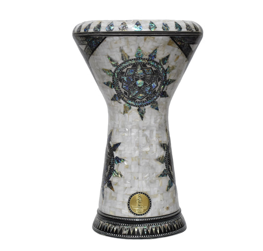 Gawharet El Fan Sombaty 18.5/19 inch Drum Darbuka Doumbek Tabla Blue mother of pearl (Sun of Heaven)