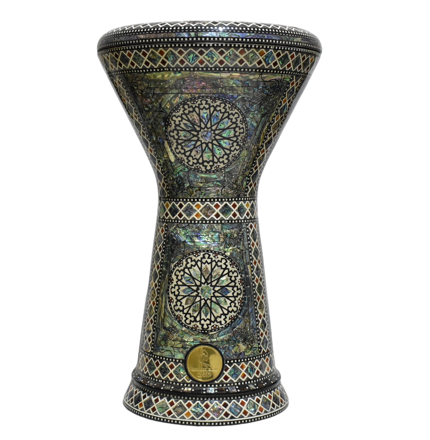 Gawharet El Fan Sombaty 18.5/19 inch Drum Darbuka Doumbek Tabla Blue mother of pearl (The Green Sun)